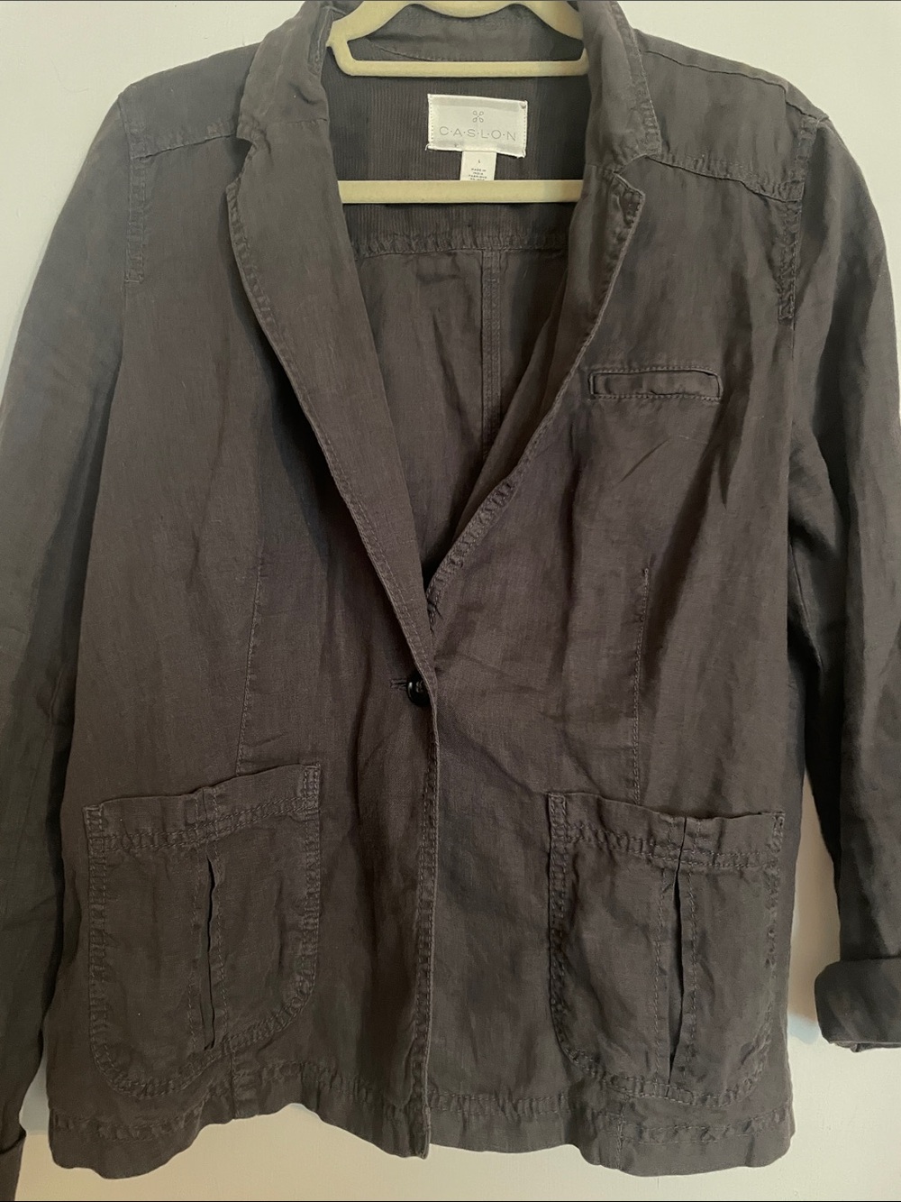 Caslon 100% Linen, Lightweight  Jacket in Charcoal Gray. Size L